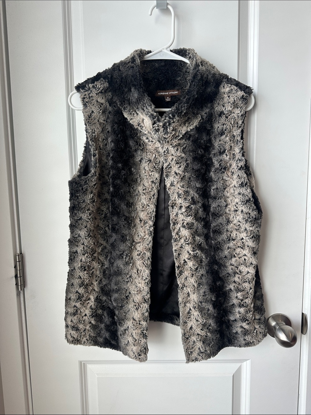 Adrienne Vittadini Gray & Black Faux Fur Vest